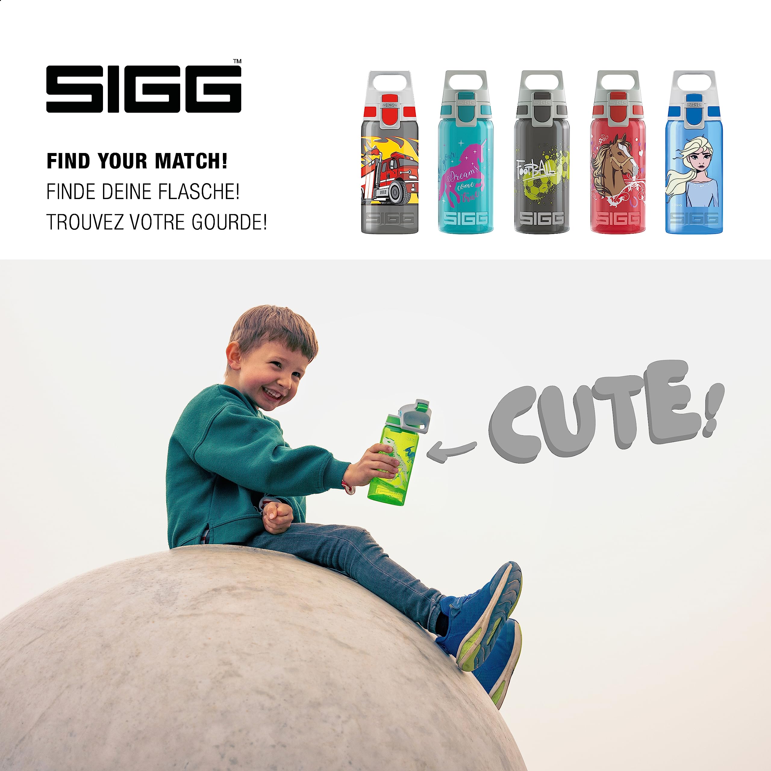 Sigg - Kids Water Bottle - Viva One Dino - Leak-Proof Lid - Dishwasher - Bpa Free - Sport And Bike - One Hand Children'S Drink B